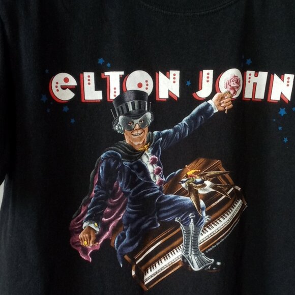 Vintage 2008  Elton John Piano Man  Canadian Tour  black T Shirt Size Medium - Picture 7 of 8